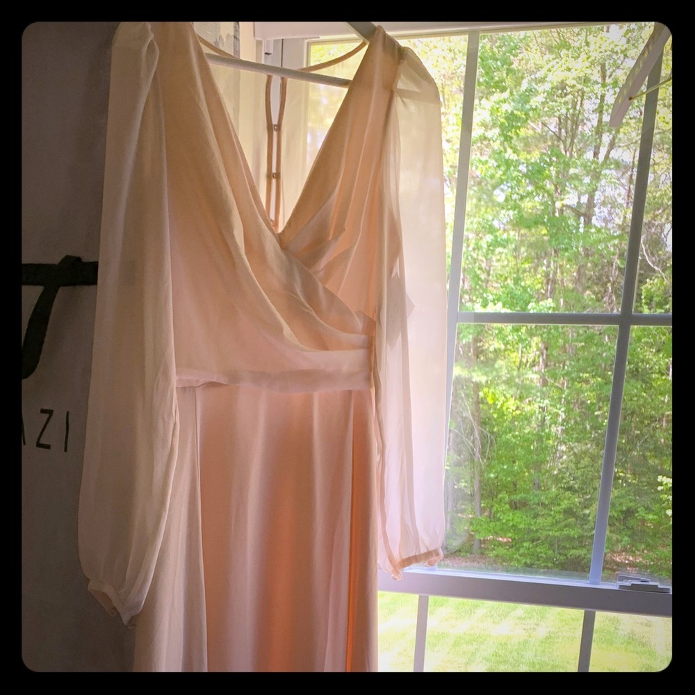 BHLDN Blush pink long sleeve gown NWT
